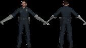 Policía patrullero T-1000 de Terminator 2 el juicio final de Mortal Kombat 1 con brazos ganchos con brillo implementado CON EXPRESIONES FACIALES EN BOCA Y CEJAS